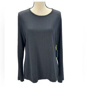 CeCe Long Cut Out Beaded Sleeve Crew Neck Sweater - Black - size Large
